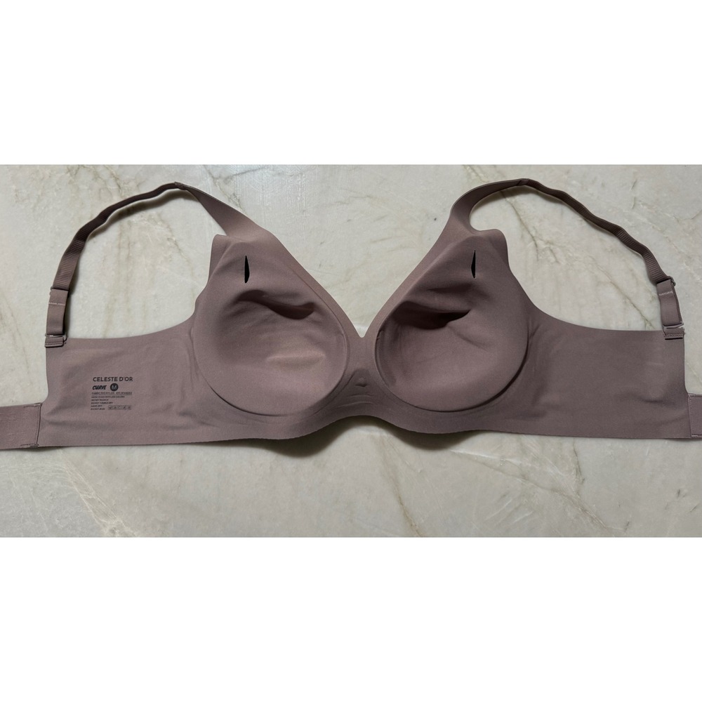 NWOT Celeste D'Or Curve Wireless Seamless Bra Brown Sz Medium Adjustable Straps - Picture 6 of 9